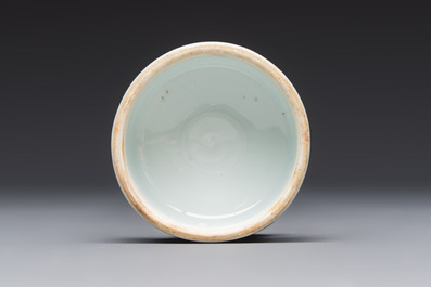 A Chinese blue and white 'Elegant Beauties' tea caddy and cover, artemisia leaf mark, Kangxi