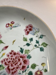 A Chinese famille rose 'Peonies' plate, Yongzheng/Qianlong