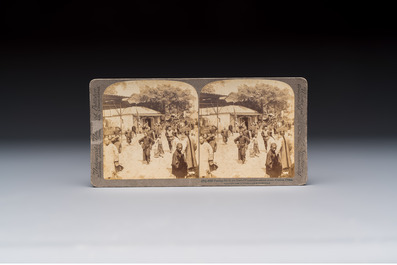 17 stereoview cards with views of China, depicting street scenes, architecture and daily life, 19/20th C.