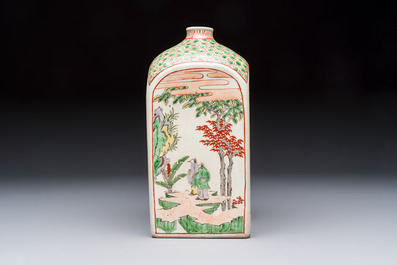 A Japanese Ko-Imari square flask with figures in a landscape, Edo, 17th C.