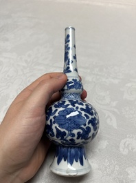 Five Chinese blue and white wares, three silver-mounted, Kangxi