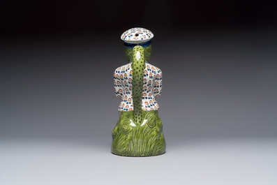 A polychrome French faience 'Jacquot' table fountain, Desvres, ca. 1900