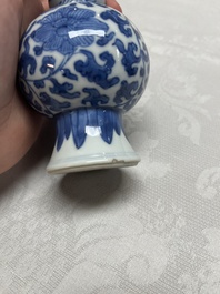 Five Chinese blue and white wares, three silver-mounted, Kangxi