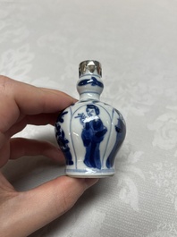 Five Chinese blue and white wares, three silver-mounted, Kangxi