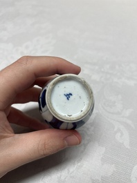 Five Chinese blue and white wares, three silver-mounted, Kangxi