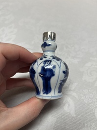 Five Chinese blue and white wares, three silver-mounted, Kangxi