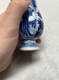 Five Chinese blue and white wares, three silver-mounted, Kangxi