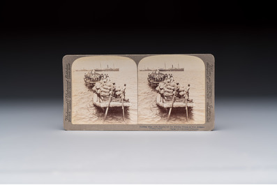 17 stereoview cards with views of China, depicting street scenes, architecture and daily life, 19/20th C.