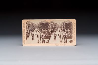 17 stereoview cards with views of China, depicting street scenes, architecture and daily life, 19/20th C.