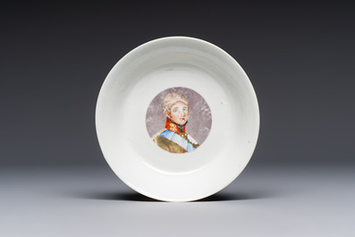 A rare Chinese 'Portrait' cup and saucer, Hervou&euml;t collection, 18/19th C.
