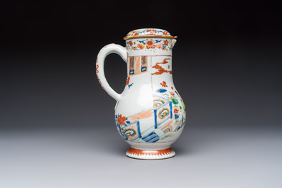 A Chinese export famille rose 'Xi Xiang Ji' jug and cover, Yongzheng/Qianlong