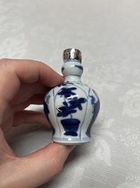 Five Chinese blue and white wares, three silver-mounted, Kangxi