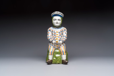 A polychrome French faience 'Jacquot' table fountain, Desvres, ca. 1900