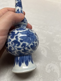 Five Chinese blue and white wares, three silver-mounted, Kangxi