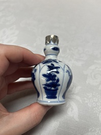 Five Chinese blue and white wares, three silver-mounted, Kangxi