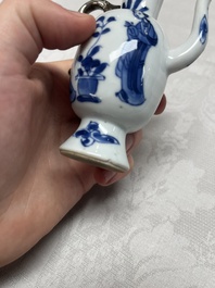 Five Chinese blue and white wares, three silver-mounted, Kangxi