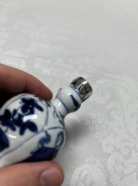 Five Chinese blue and white wares, three silver-mounted, Kangxi