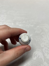 Five Chinese blue and white wares, three silver-mounted, Kangxi