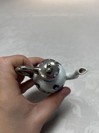 Five Chinese blue and white wares, three silver-mounted, Kangxi