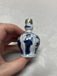 Five Chinese blue and white wares, three silver-mounted, Kangxi