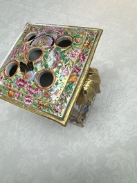 A Chinese Canton famille rose bough pot with narrative design, 19th C.