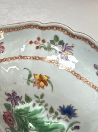 A Chinese famille rose covered tureen and stand with floral design, Qianlong