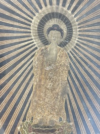 Honganji Monnyo 本願寺本如 (1778&ndash;1826): 'Buddha', ink and colour on textile, Edo, 18/19th C.