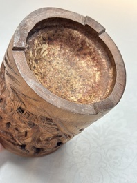 Two Chinese carved bamboo brushpots, 19/20th C.