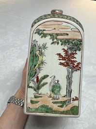 A Japanese Ko-Imari square flask with figures in a landscape, Edo, 17th C.