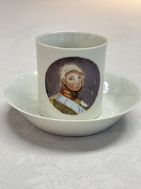 A rare Chinese 'Portrait' cup and saucer, Hervou&euml;t collection, 18/19th C.