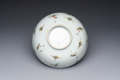 A Chinese famille verte 'Cranes' bowl, Kangxi