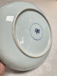 A pair of Chinese blue and white plates with narrative design, Yongzheng