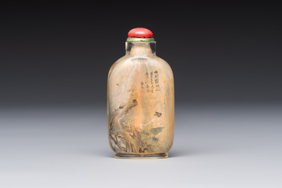 A Chinese inside-painted glass snuff bottle with insects, signed Bi Rongjiu 畢榮九, dated 1899