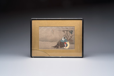 After Katsushika Hokusai (1760&ndash;1849): 'Dream of the Rush Gatherer' and 'Badger with Tea Kettle', woodblock prints, Japan, Meiji, 19/20th C.