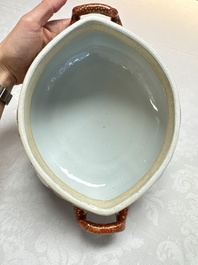 A Chinese famille rose covered tureen and stand with floral design, Qianlong