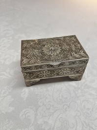 A silver inscribed filigree casket, probably Dutch East Indies, 19/20th C.