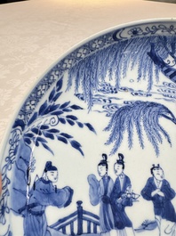 A pair of Chinese blue and white plates with narrative design, Yongzheng