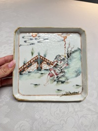A Chinese famille rose 'Li Tieguai' square tray, 19th C.