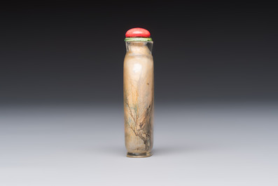 A Chinese inside-painted glass snuff bottle with insects, signed Bi Rongjiu 畢榮九, dated 1899
