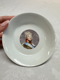 A rare Chinese 'Portrait' cup and saucer, Hervou&euml;t collection, 18/19th C.