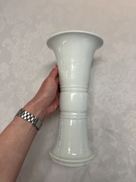 A Chinese Dehua blanc de chine 'Gu' vase, 19th C.