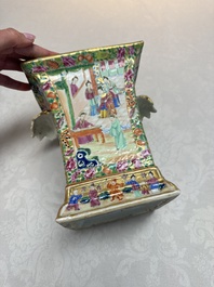 A Chinese Canton famille rose bough pot with narrative design, 19th C.