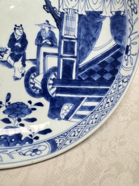 A pair of Chinese blue and white plates with narrative design, Yongzheng