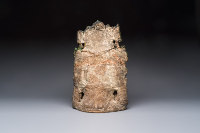 A large Chinese sancai-glazed Buddhist grotto with Guanyin and attendants, Ming