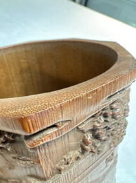 Two Chinese carved bamboo brushpots, 19/20th C.