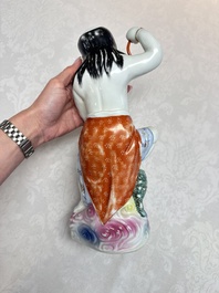 A Chinese famille rose group of Liu Hai and his three-legged toad, Wei Hongtai Zao 魏洪泰造 mark, Republic