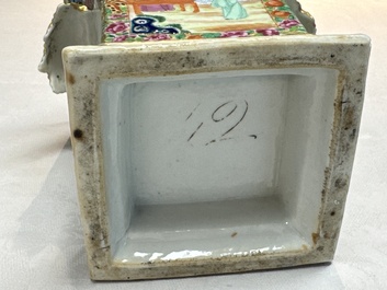 A Chinese Canton famille rose bough pot with narrative design, 19th C.