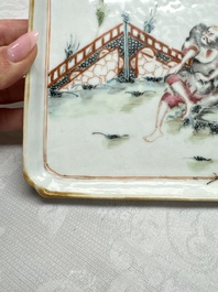 A Chinese famille rose 'Li Tieguai' square tray, 19th C.