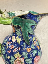 A large Chinese Canton enamel basin and jug with narrative design, early 19th C.