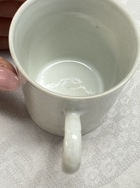 A rare Chinese 'Portrait' cup and saucer, Hervou&euml;t collection, 18/19th C.
